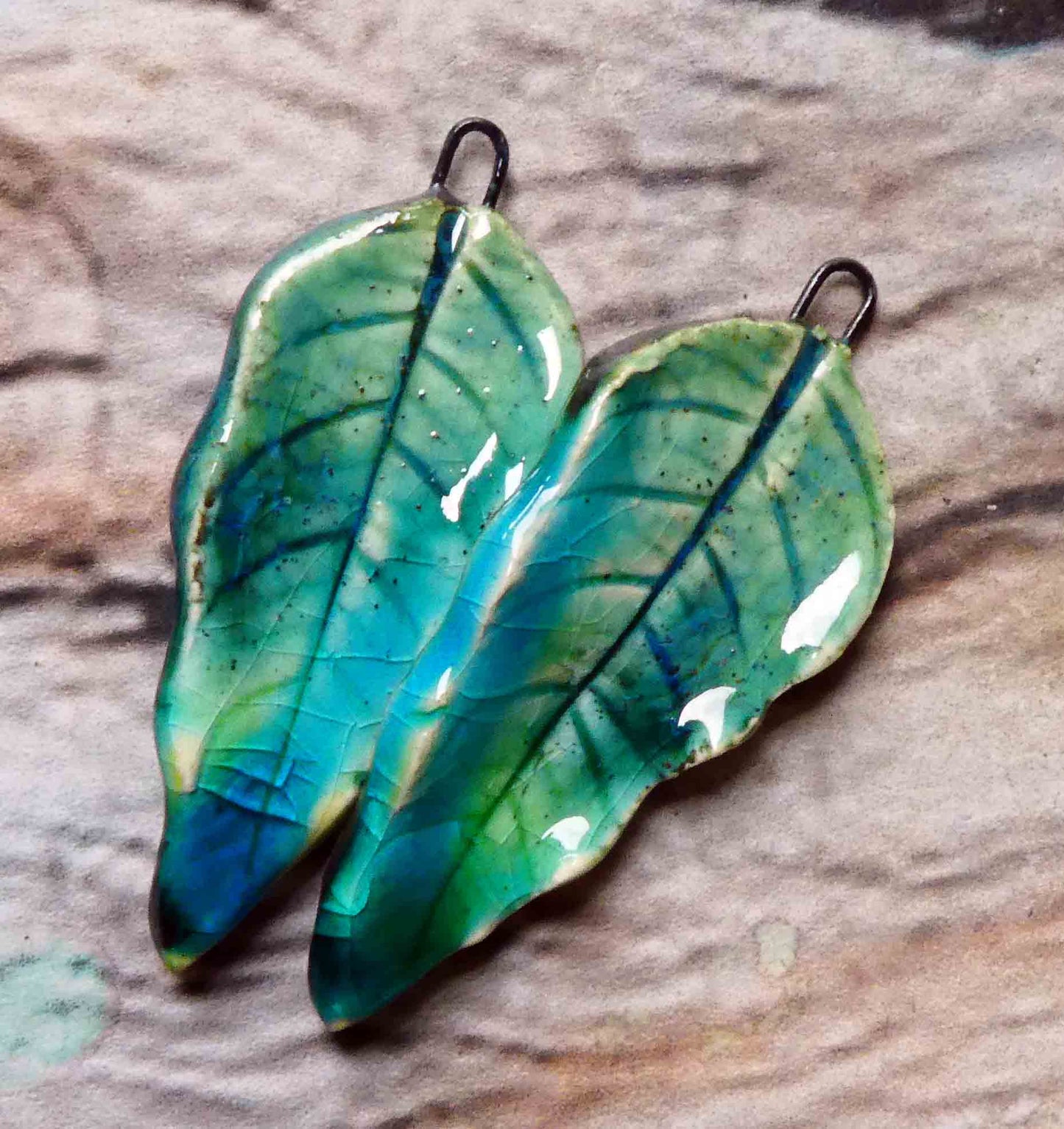 Ceramic Super Slim Spring Leaf Earring Charms #29