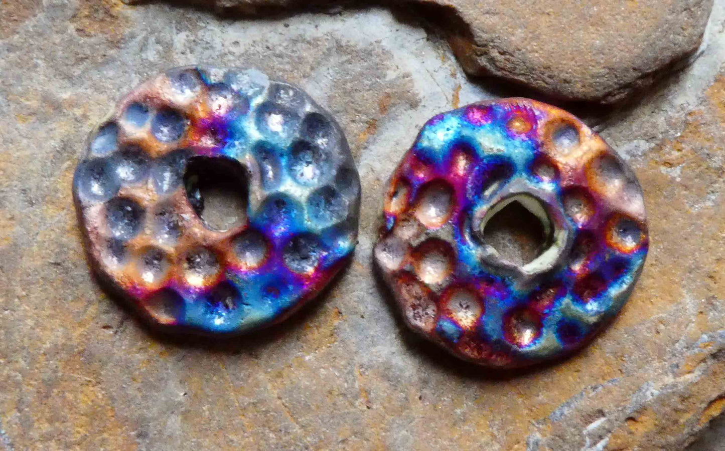Ceramic Small Dimpled Scorchy Disc Earring Charms