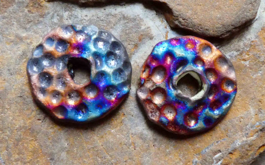 Ceramic Small Dimpled Scorchy Disc Earring Charms