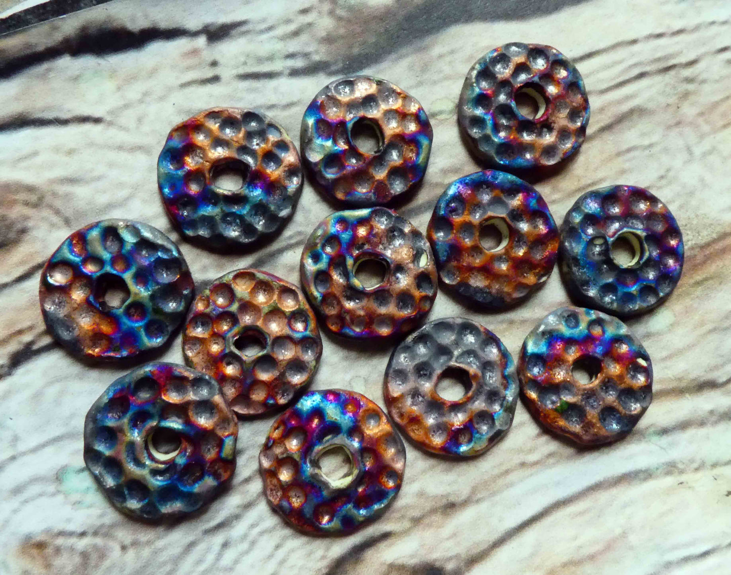 Ceramic Small Dimpled Scorchy Disc Earring Charms