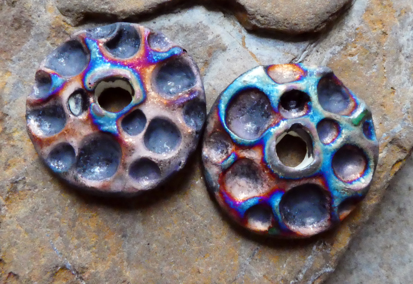 Ceramic Medium Dimpled Scorchy Disc Earring Charms