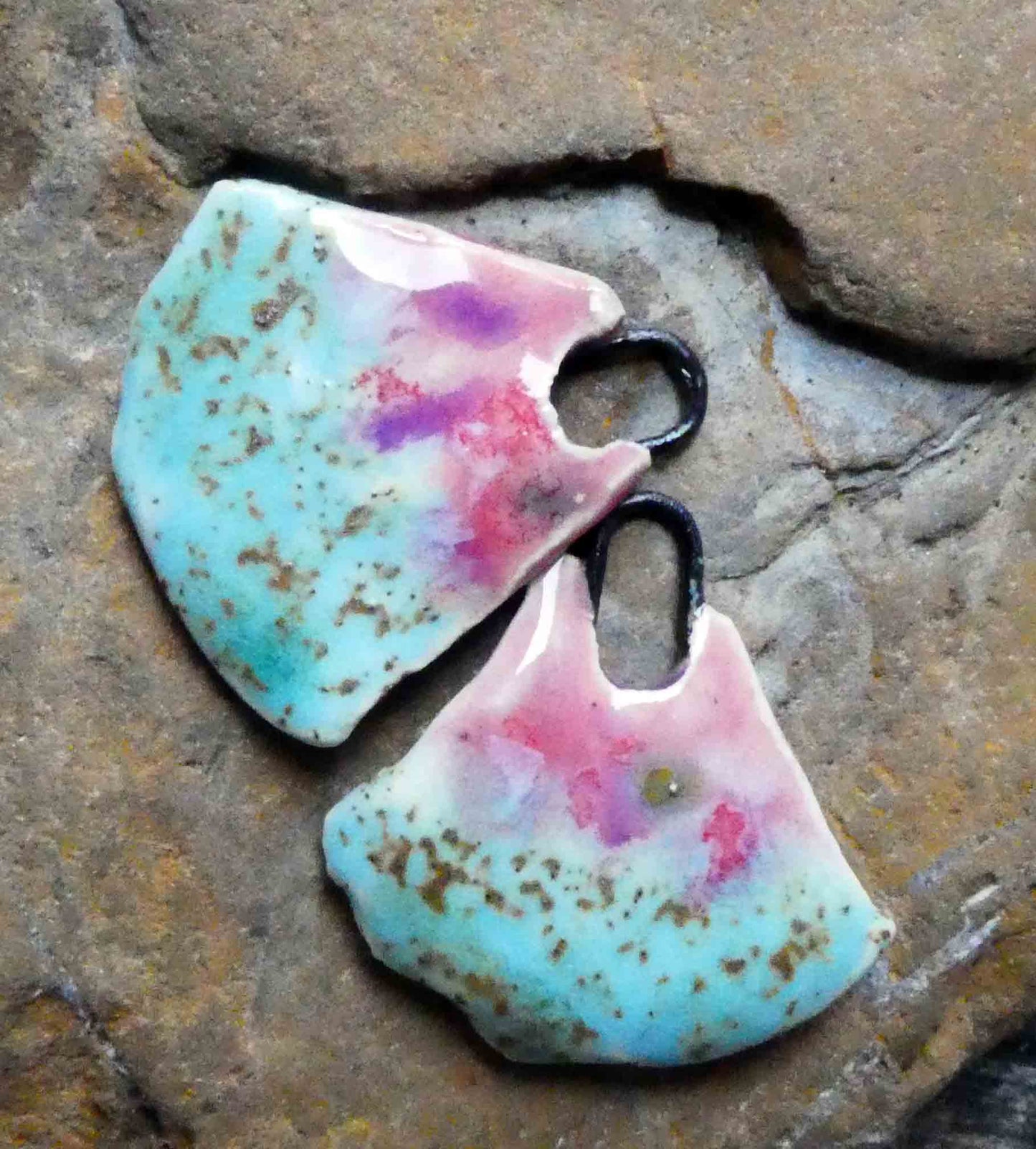 Ceramic Mixed Glaze Blade Charms - #8