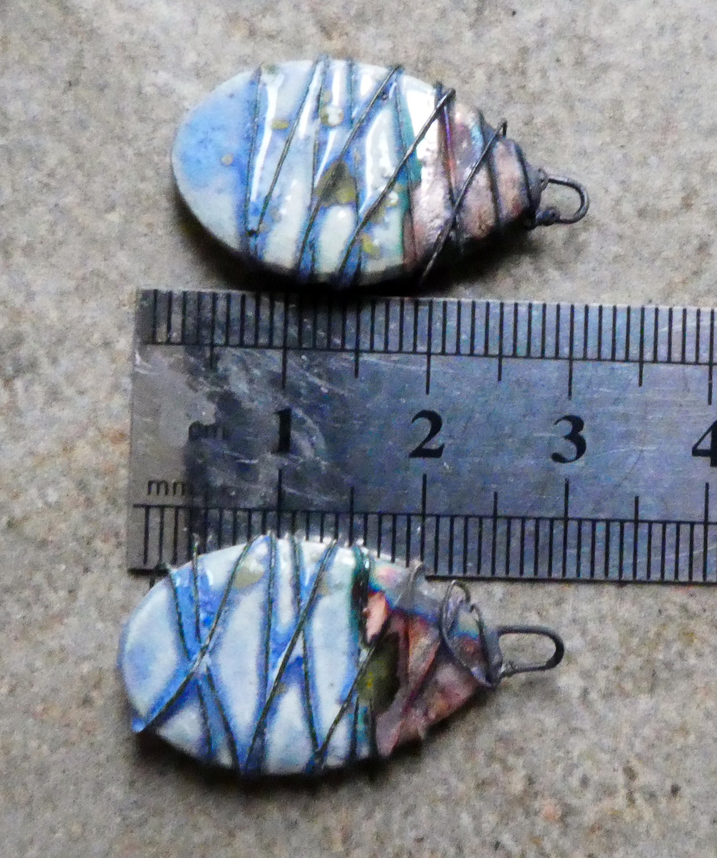 Ceramic Wire Wrapped Teardrop Charms - Sky Diamonds