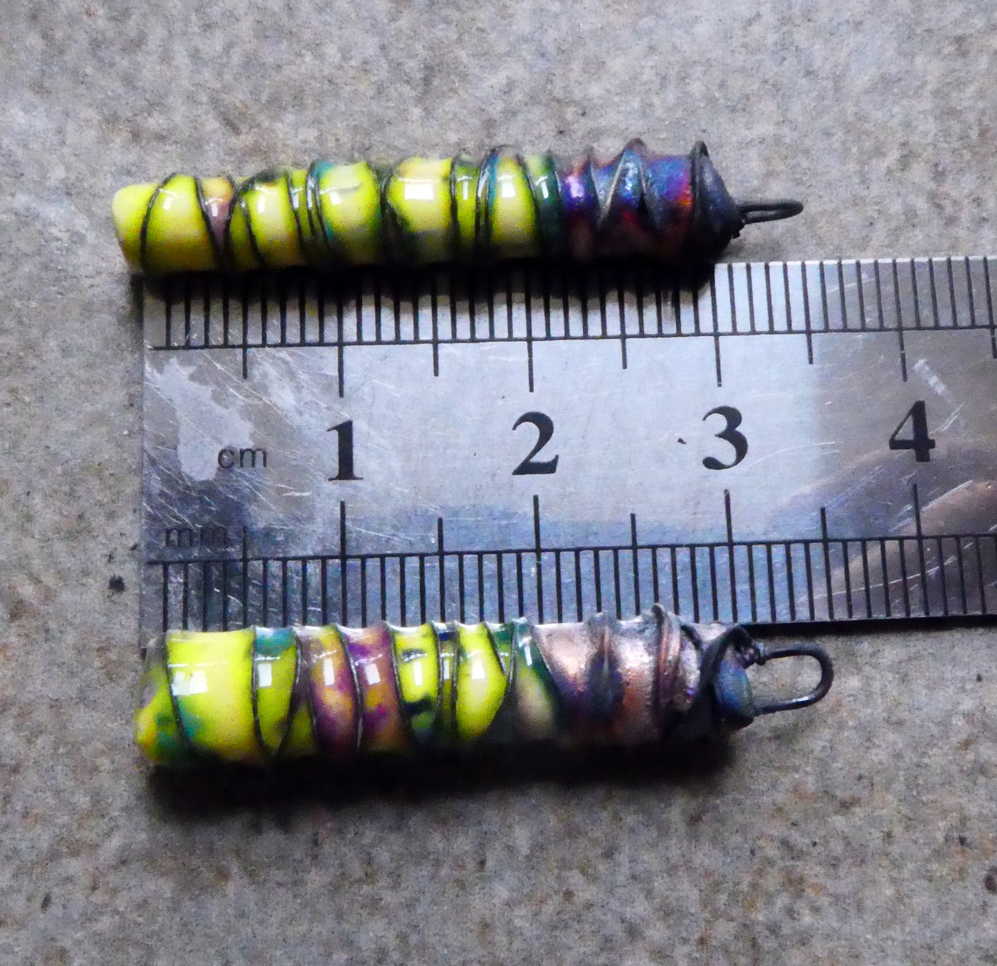 Ceramic Wire Wrapped Stick Charms - Mardi Gras