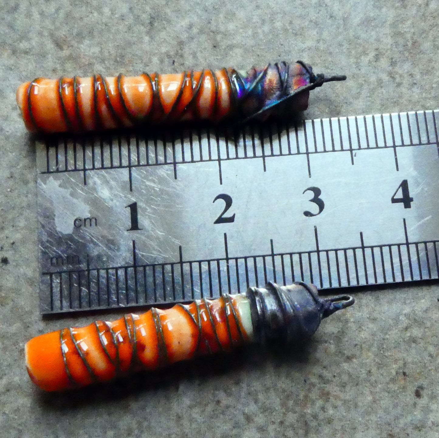 Ceramic Wire Wrapped Stick Charms - Wildfire