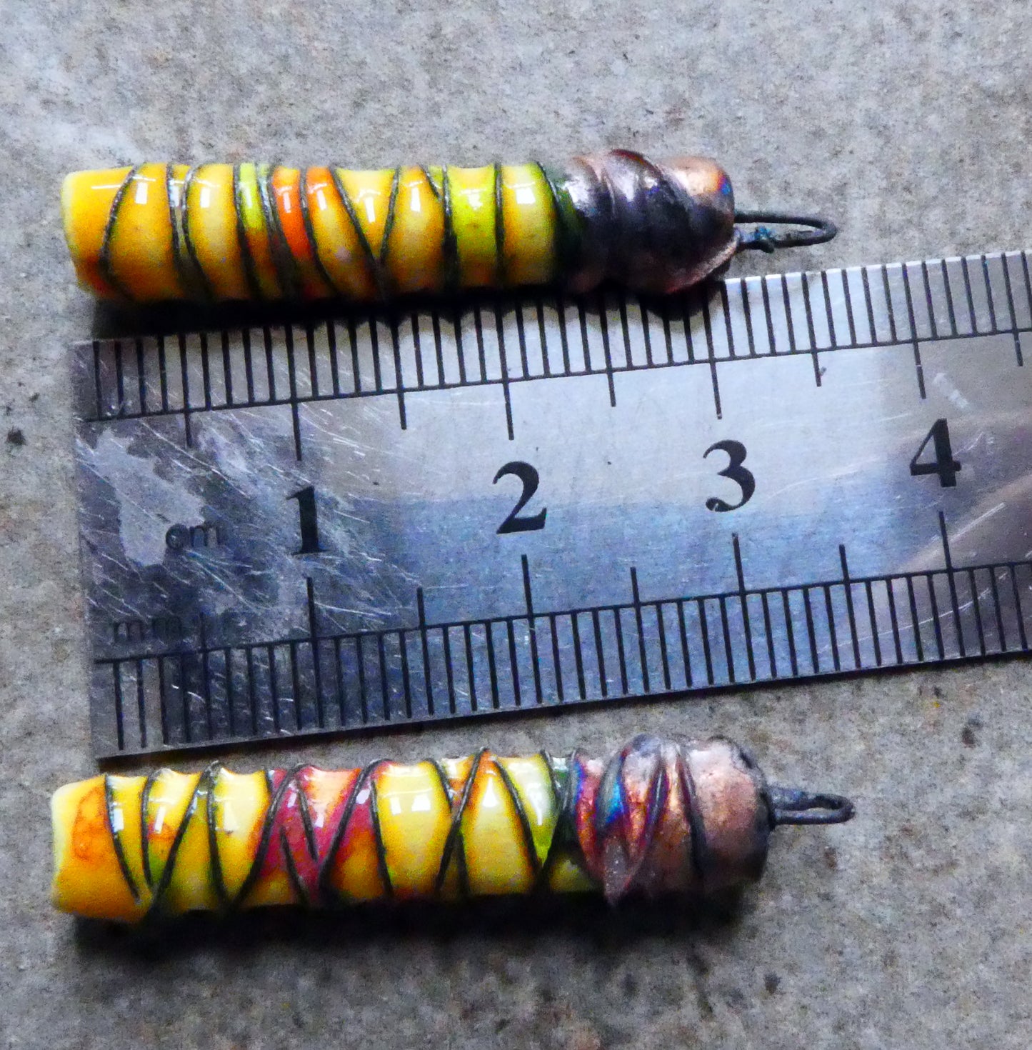Ceramic Wire Wrapped Stick Charms - Sassy Orange