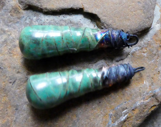Ceramic Wire Wrapped Baton Charms -Supernova