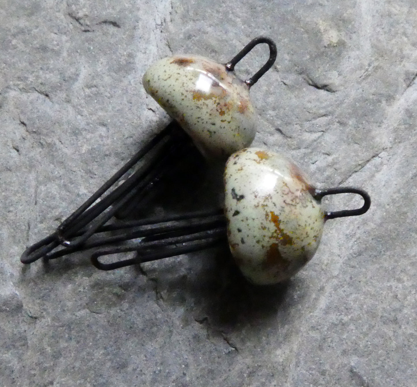 Ceramic Jellyfish Earring Connectors - Spotted Malachite