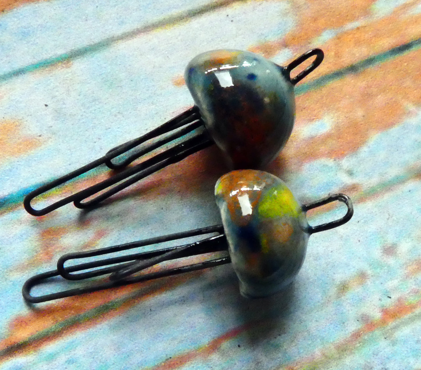 Ceramic Jellyfish Earring Connectors - Koi Pond