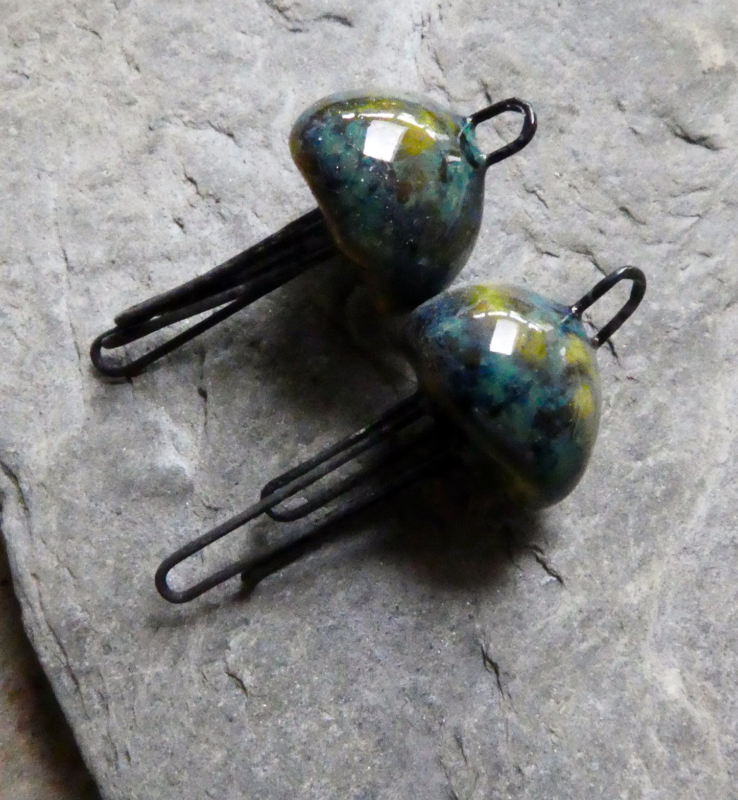 Ceramic Jellyfish Earring Connectors - Dark Jade