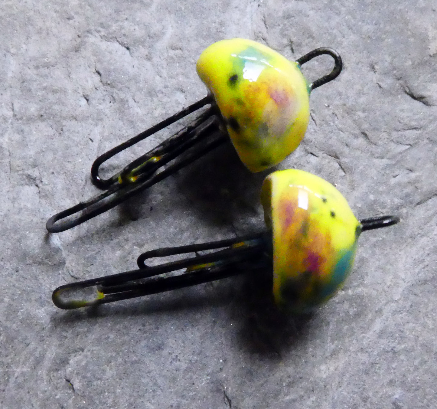 Ceramic Jellyfish Earring Connectors - Mardi Gras