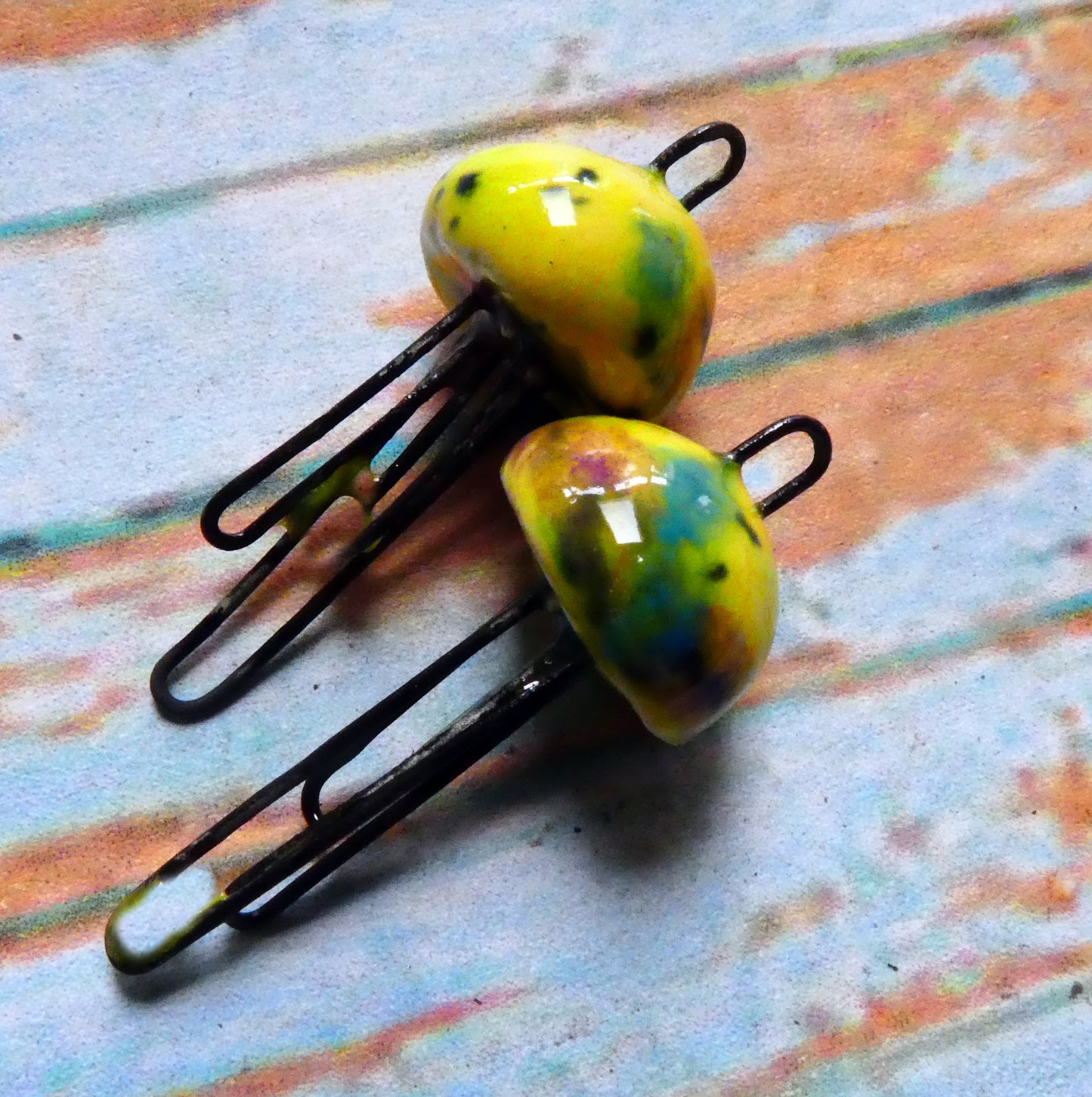 Ceramic Jellyfish Earring Connectors - Mardi Gras