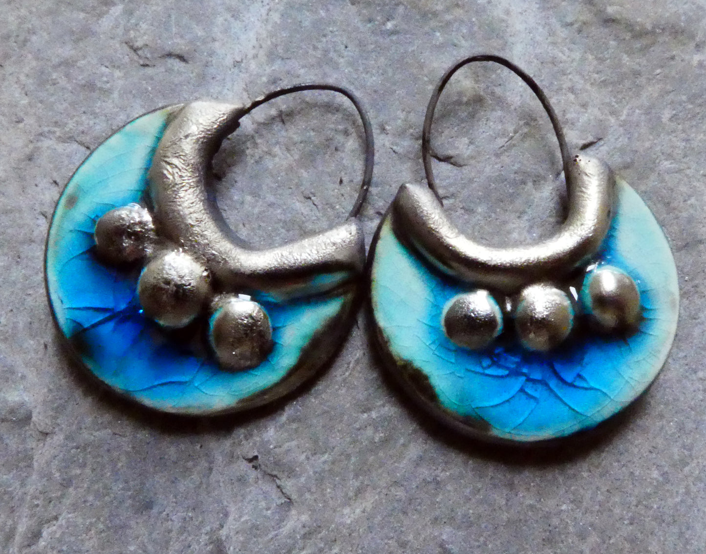 Ceramic Circular Granule Charms - Taunton Turquoise