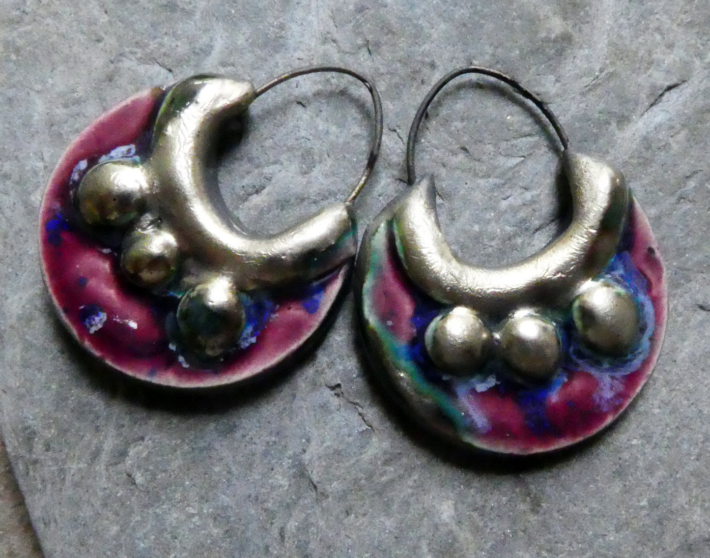 Ceramic Circular Granule Charms - Plum Jelly