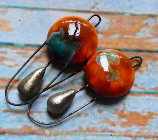 Ceramic Disc and Droplet Hoopy Connectors - Vermillion Sunburst