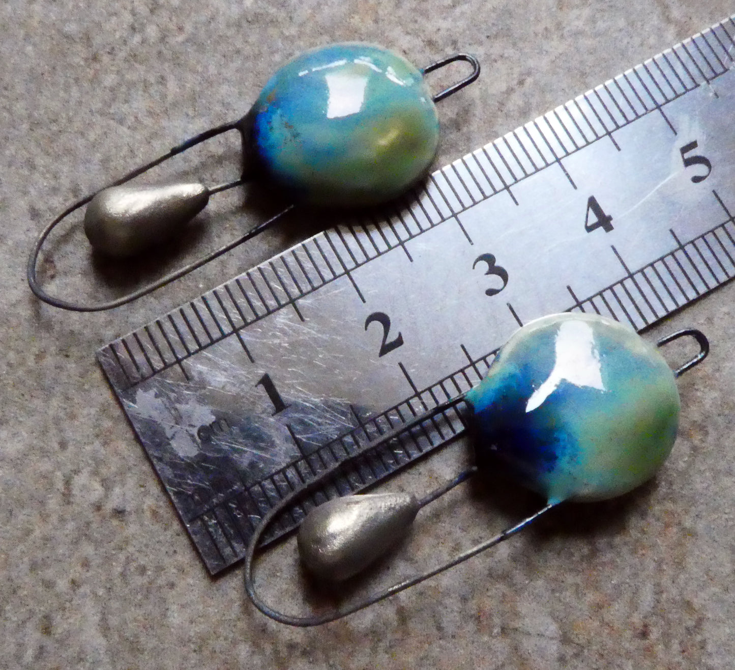 Ceramic Disc and Droplet Hoopy Connectors - Blue Azure