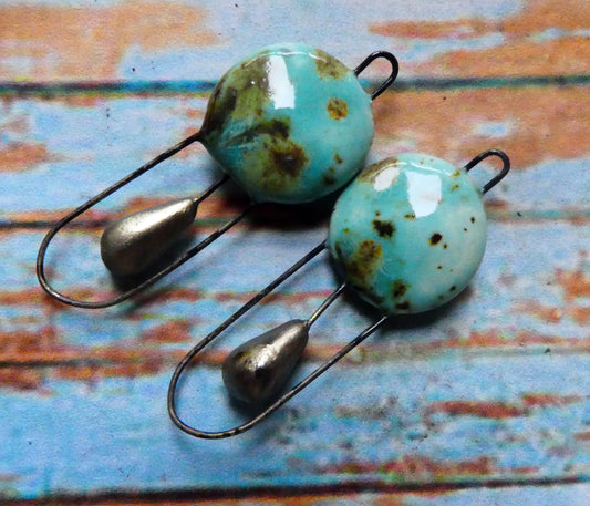 Ceramic Disc and Droplet Hoopy Connectors - Blue Guppy