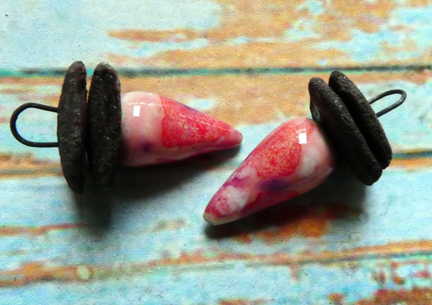 Ceramic Disc and Spikelet Charms - Berry Tart