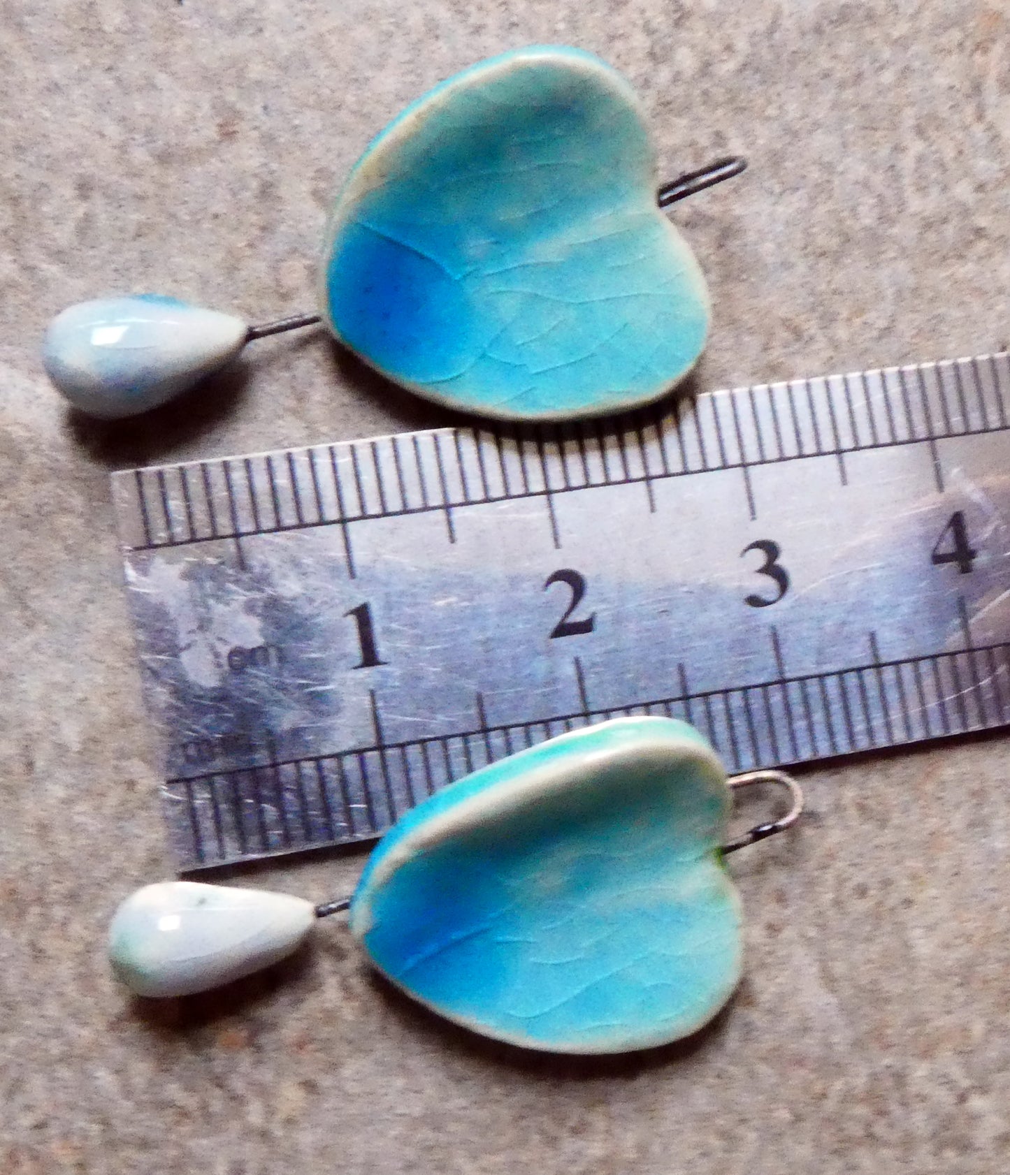 Ceramic Leaf Heart and Raindrop Charms - Taunton Turquoise