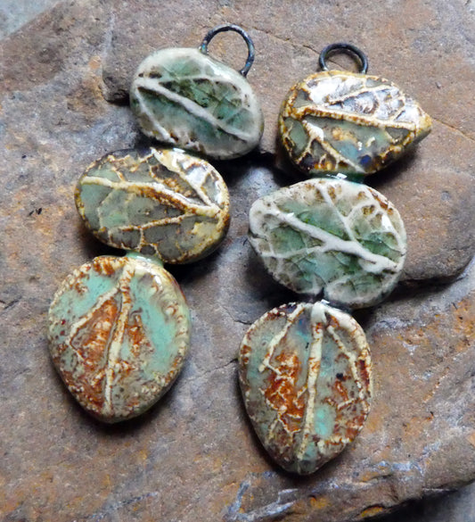 Ceramic Leaf Stack Charms #1