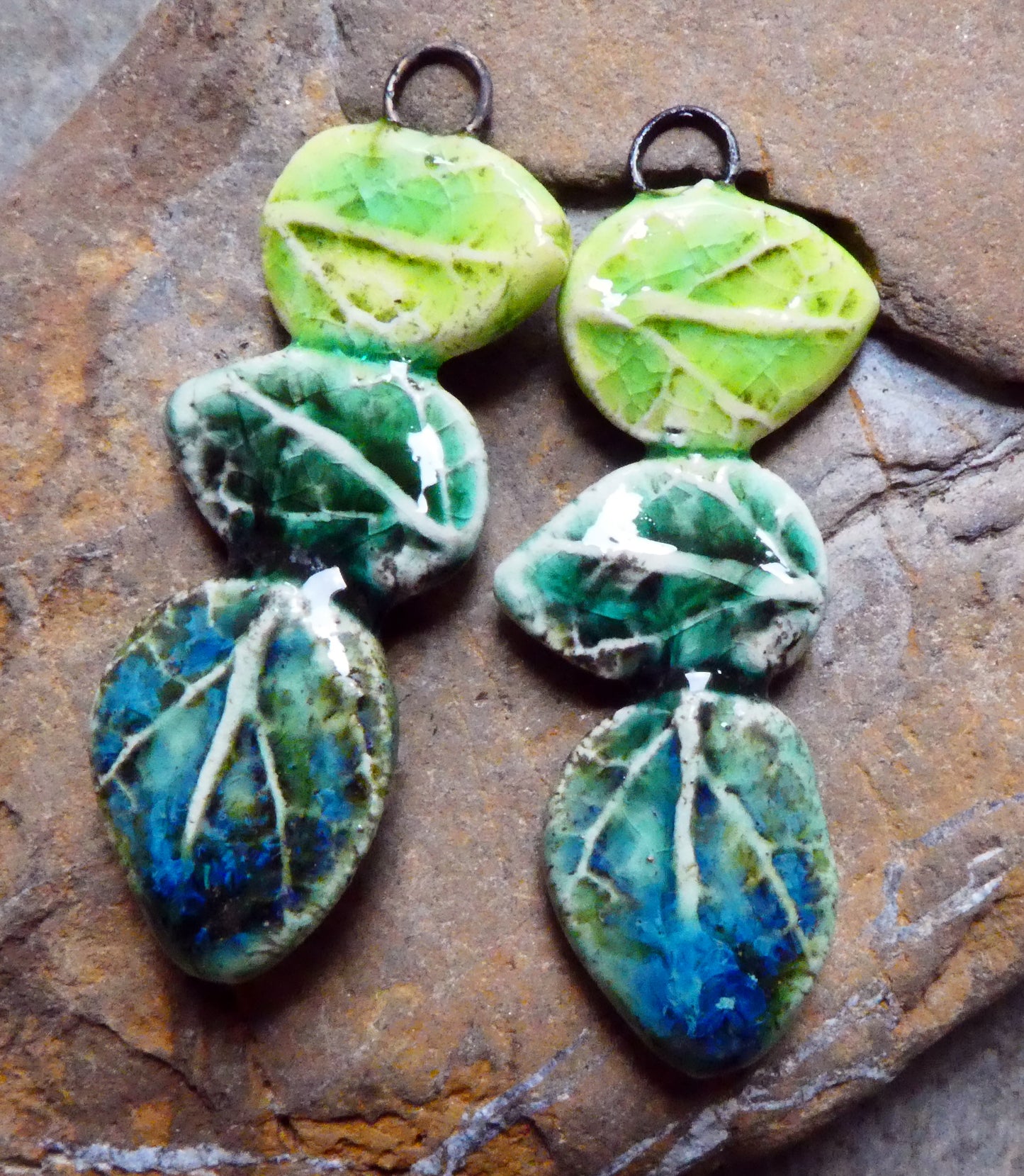Ceramic Leaf Stack Charms #2