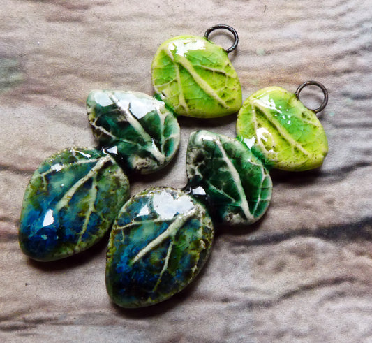 Ceramic Leaf Stack Charms #2
