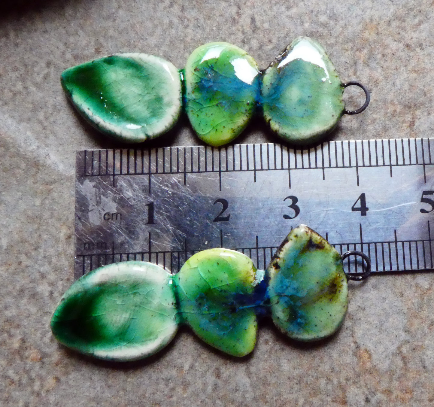 Ceramic Leaf Stack Charms #3