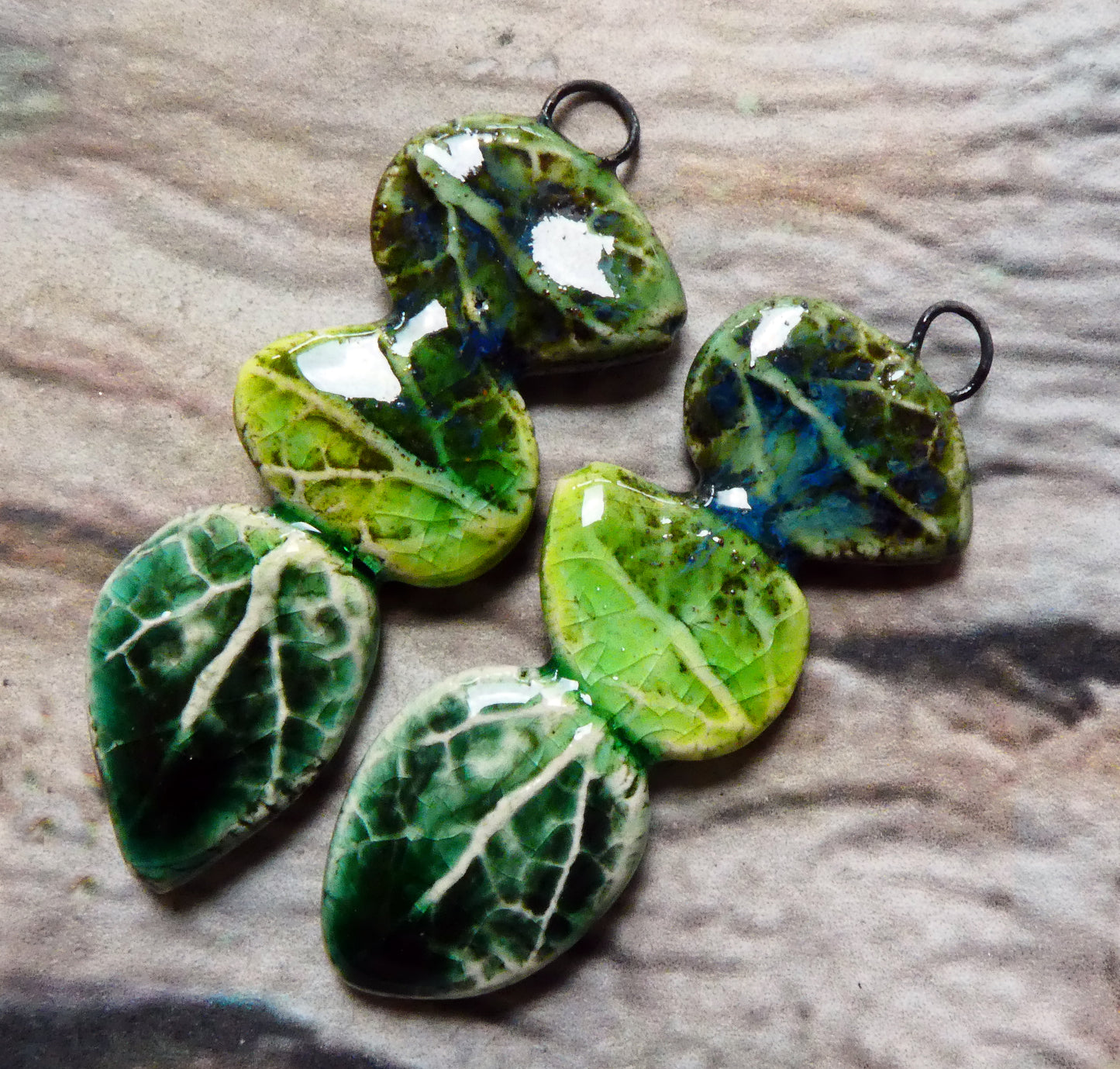 Ceramic Leaf Stack Charms #3