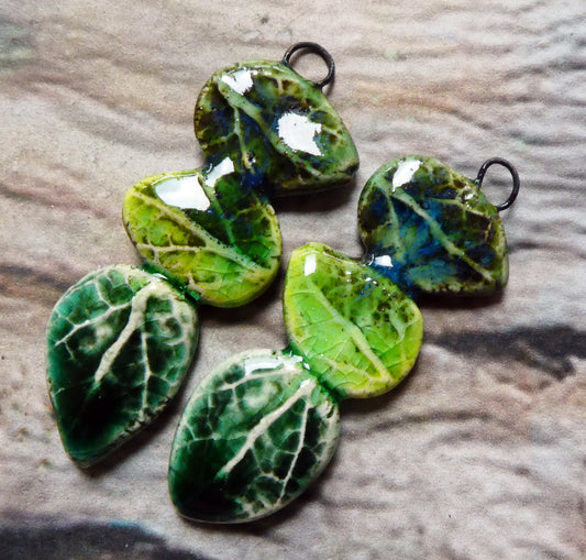 Ceramic Leaf Stack Charms #3