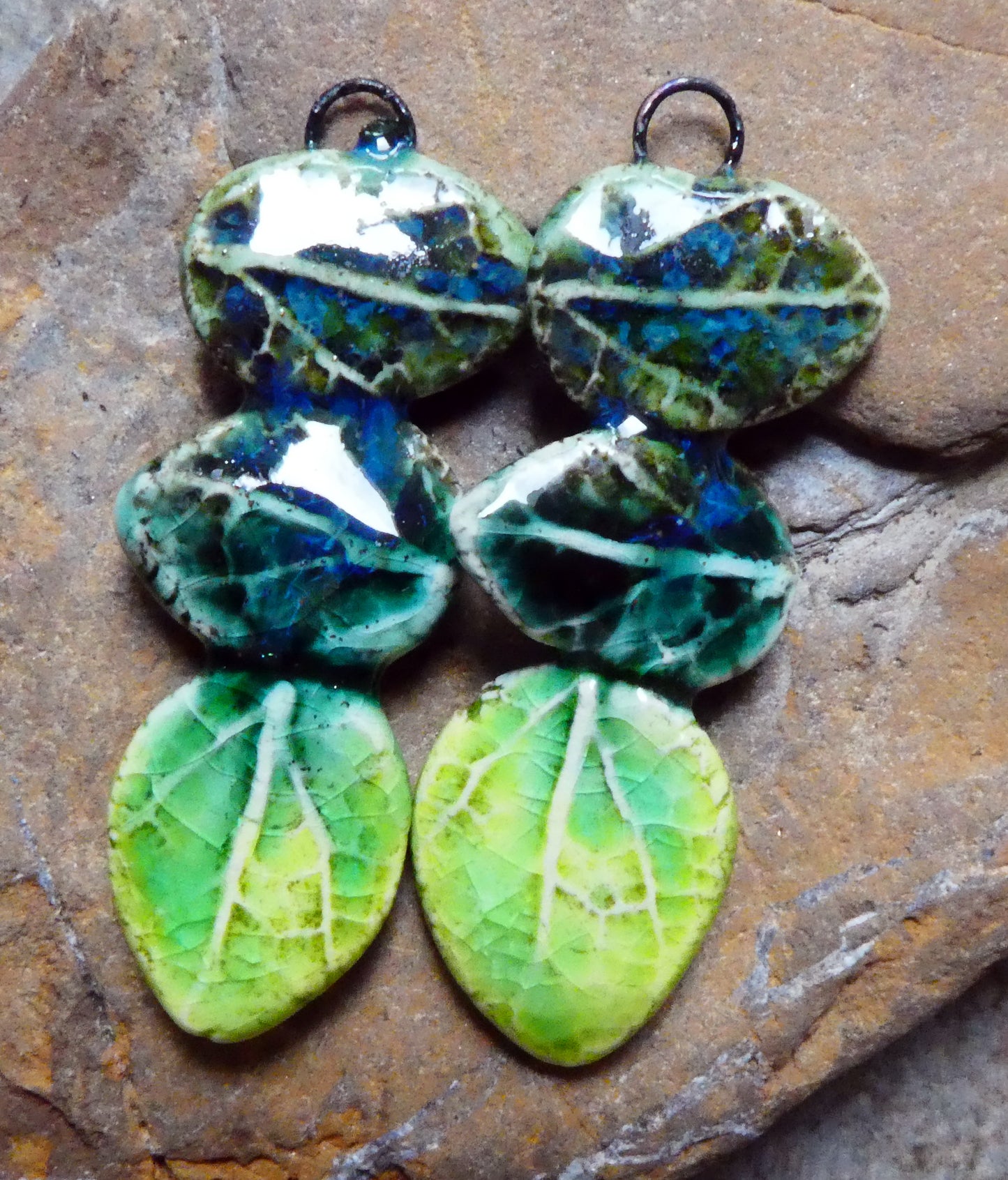 Ceramic Leaf Stack Charms #4