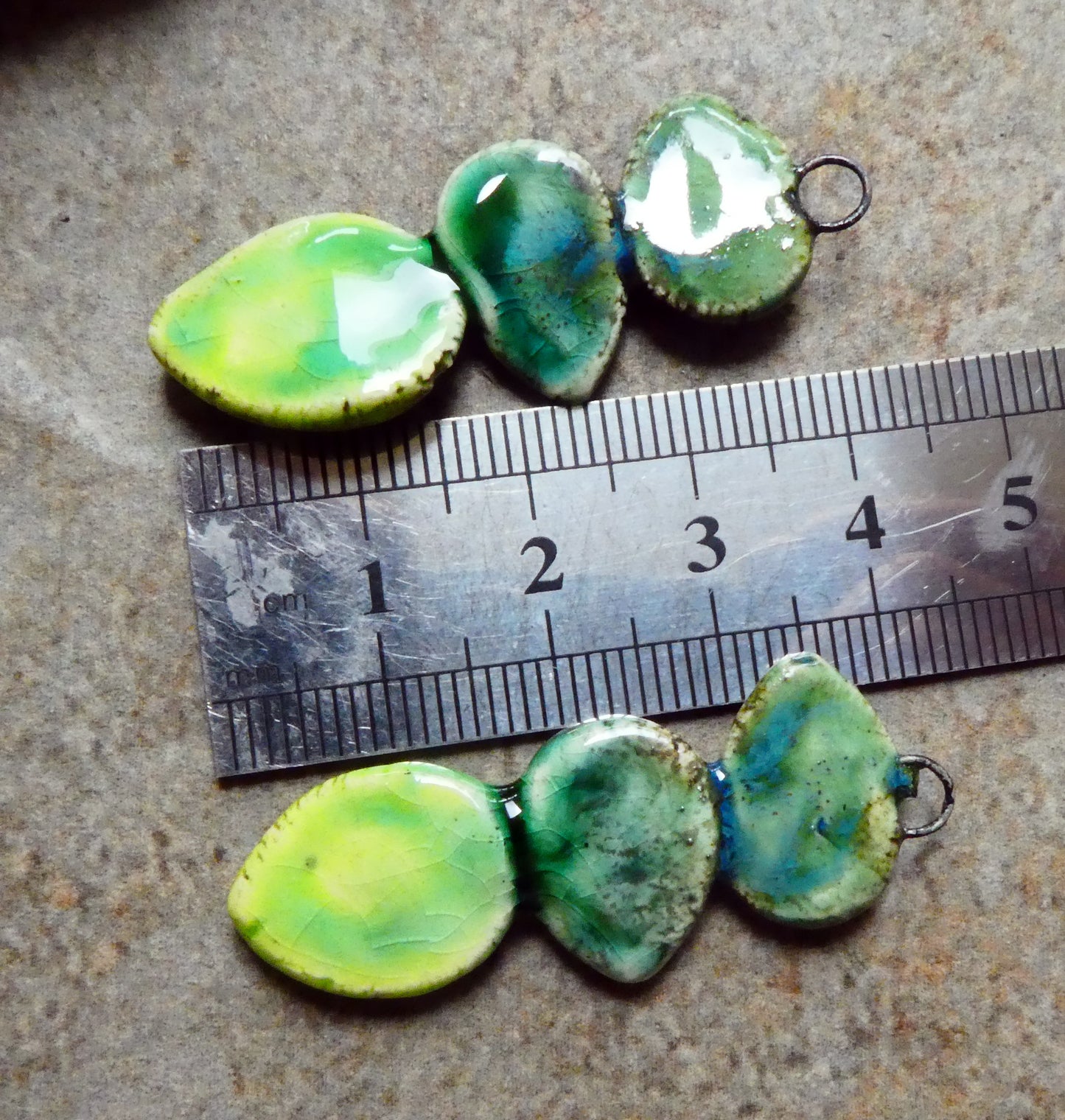Ceramic Leaf Stack Charms #4