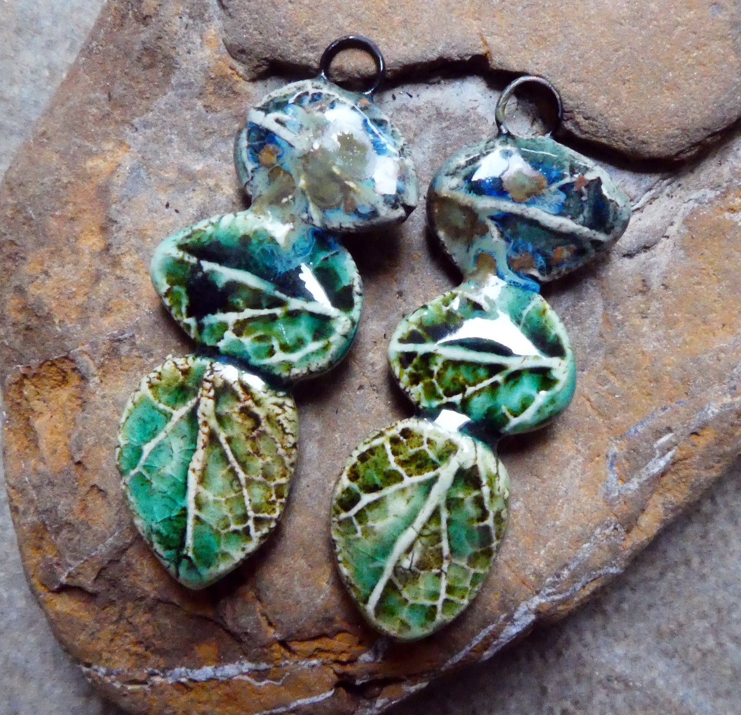 Ceramic Leaf Stack Charms #5