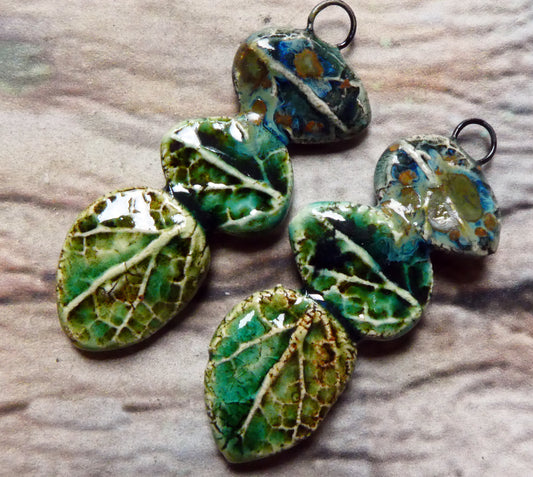 Ceramic Leaf Stack Charms #5