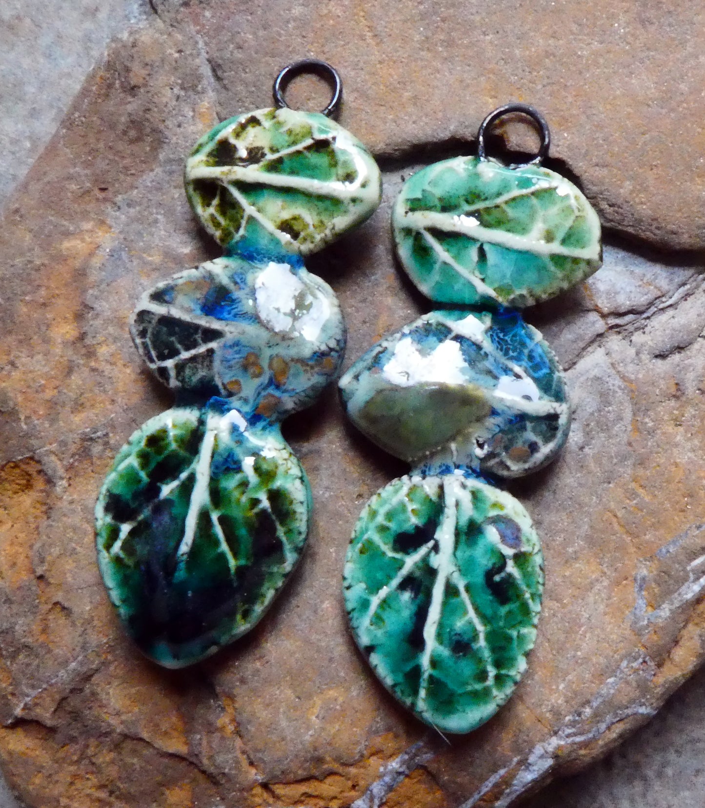 Ceramic Leaf Stack Charms #6