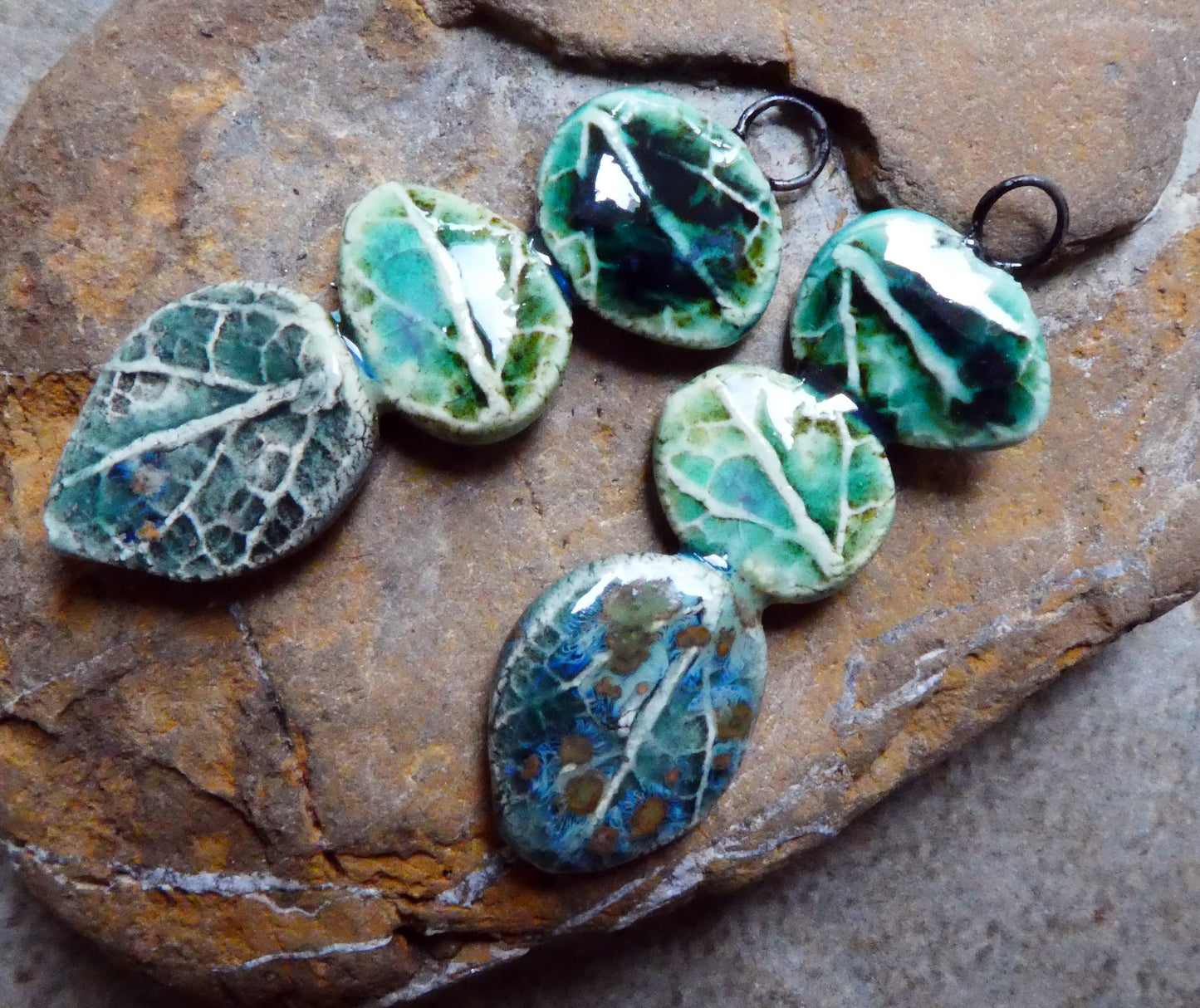 Ceramic Leaf Stack Charms #7