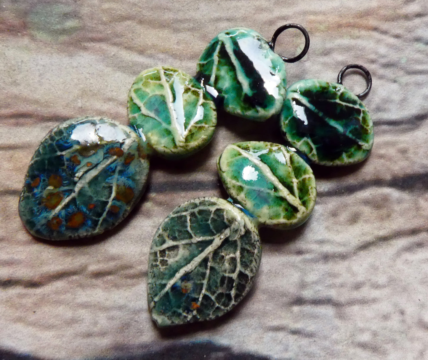 Ceramic Leaf Stack Charms #7