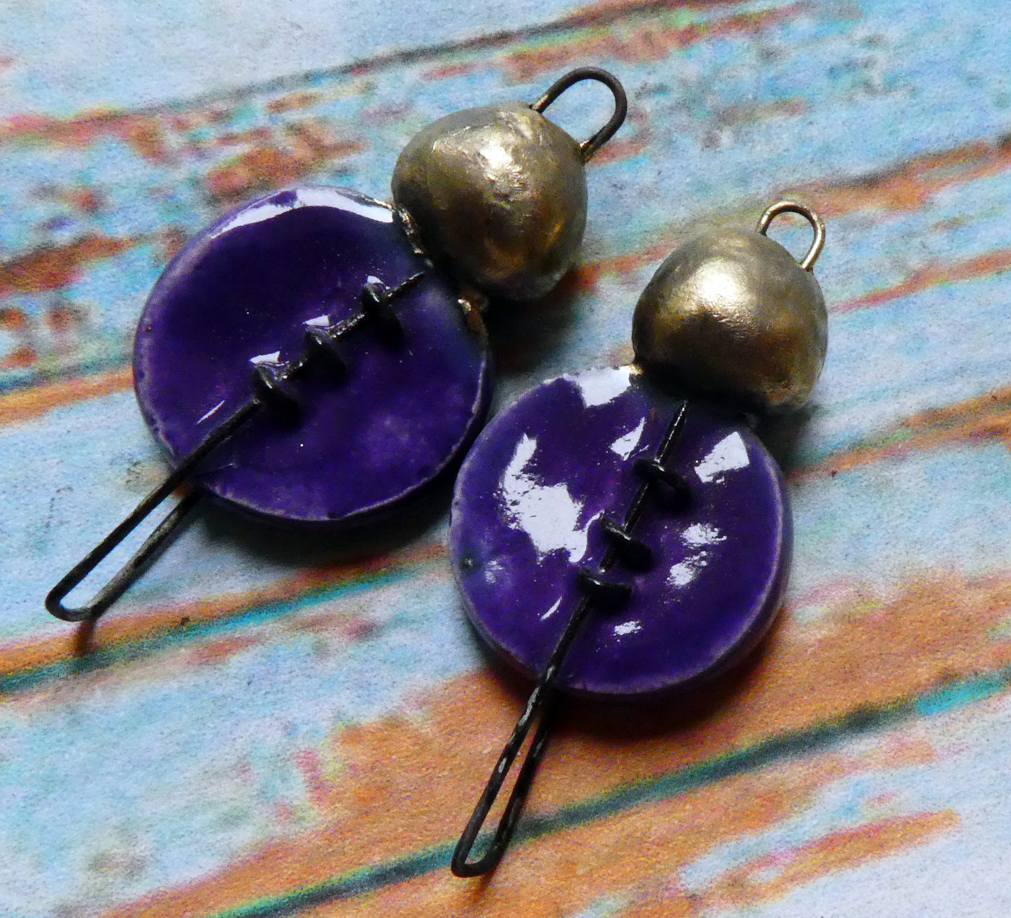 Ceramic Stapled Disc Connectors - Dark Purple