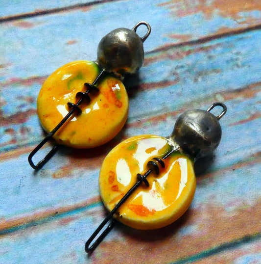 Ceramic Stapled Disc Connectors - Sassy Orange