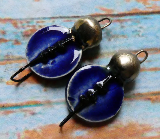 Ceramic Stapled Disc Connectors - Mirror Blue