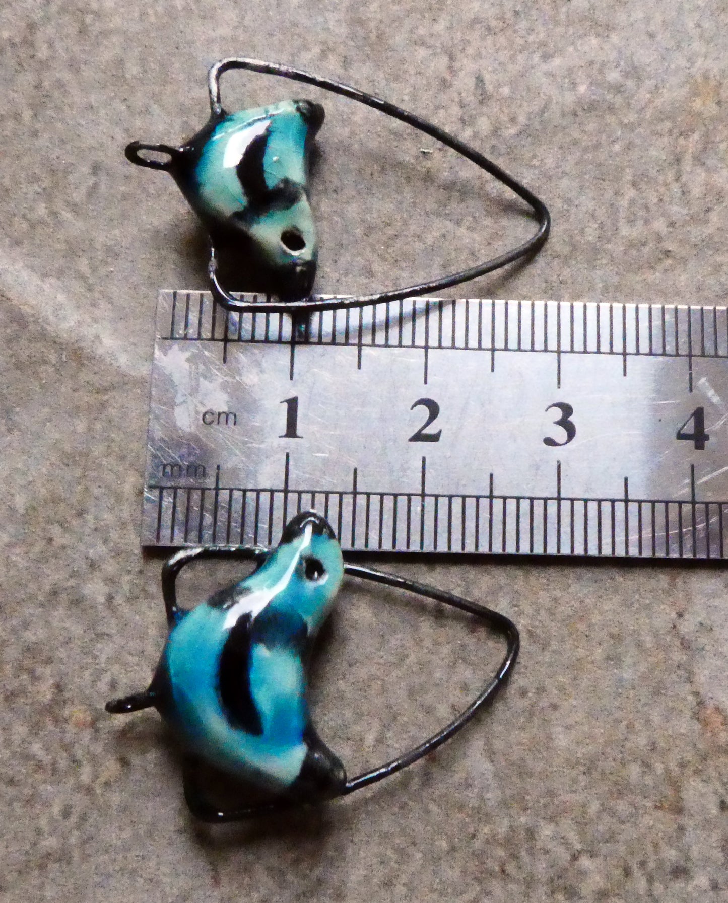 Ceramic Birdie on a Swing Connectors - Oriental Blue - ASYMMETRIC