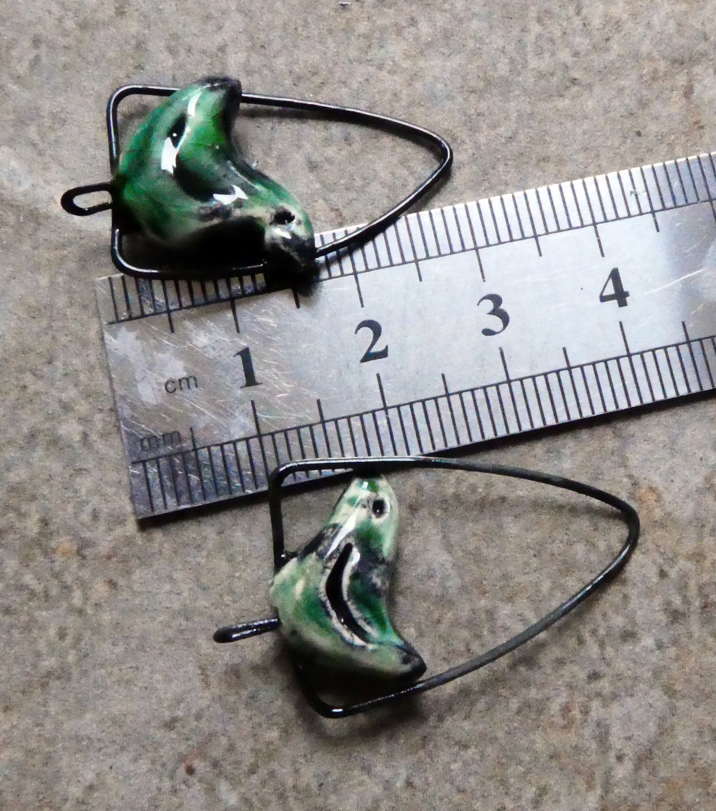 Ceramic Birdie on a Swing Connectors - Algae Bloom