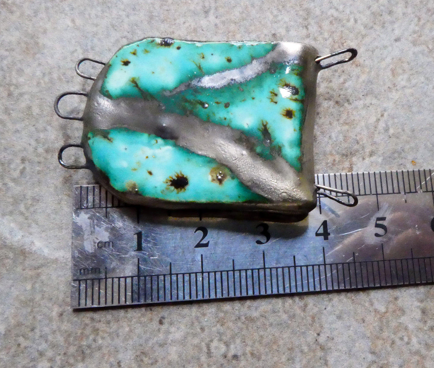 Ceramic Satchel Necklace Connector - Blue Guppy