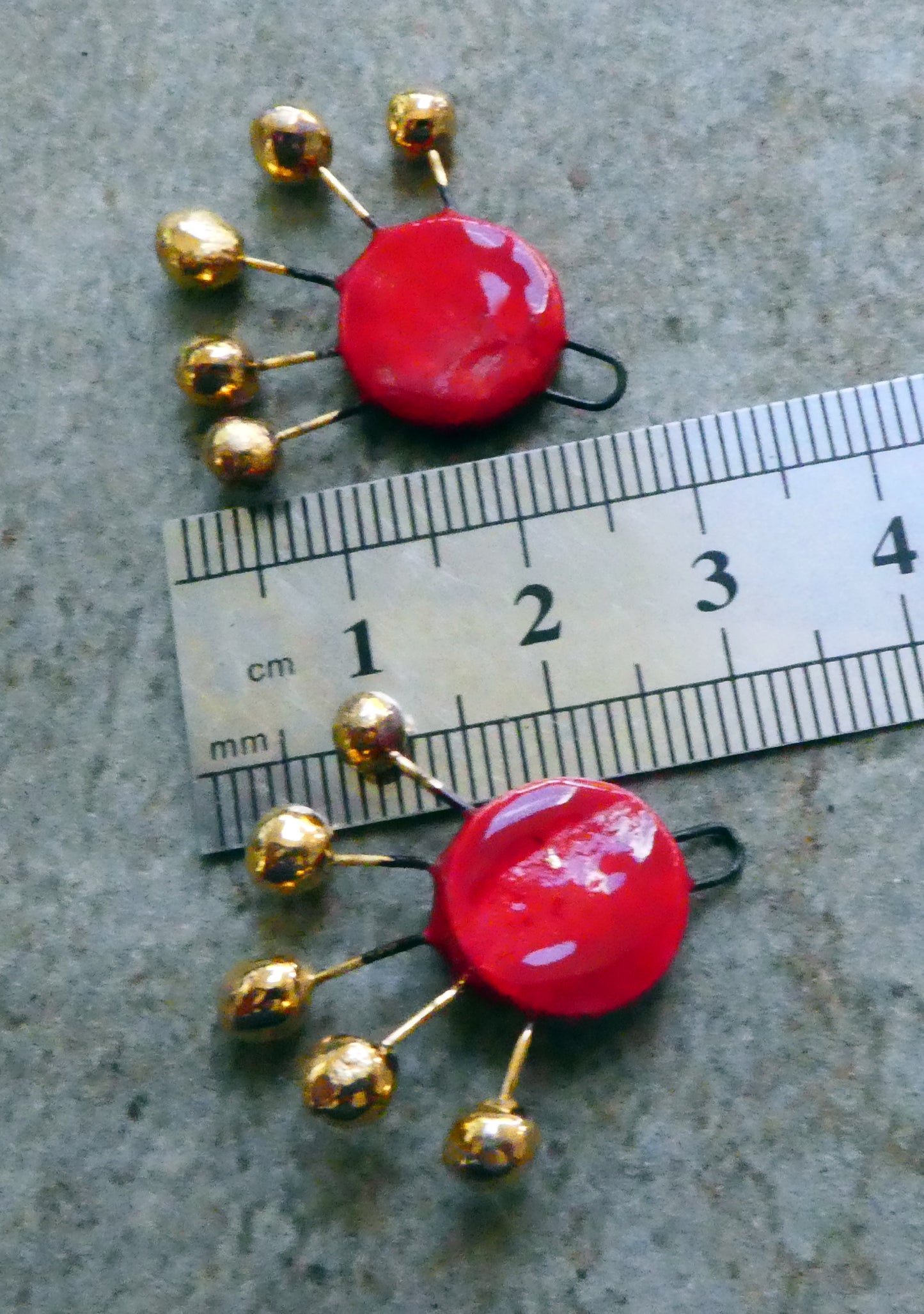 Ceramic Sun Ray Charms -Red