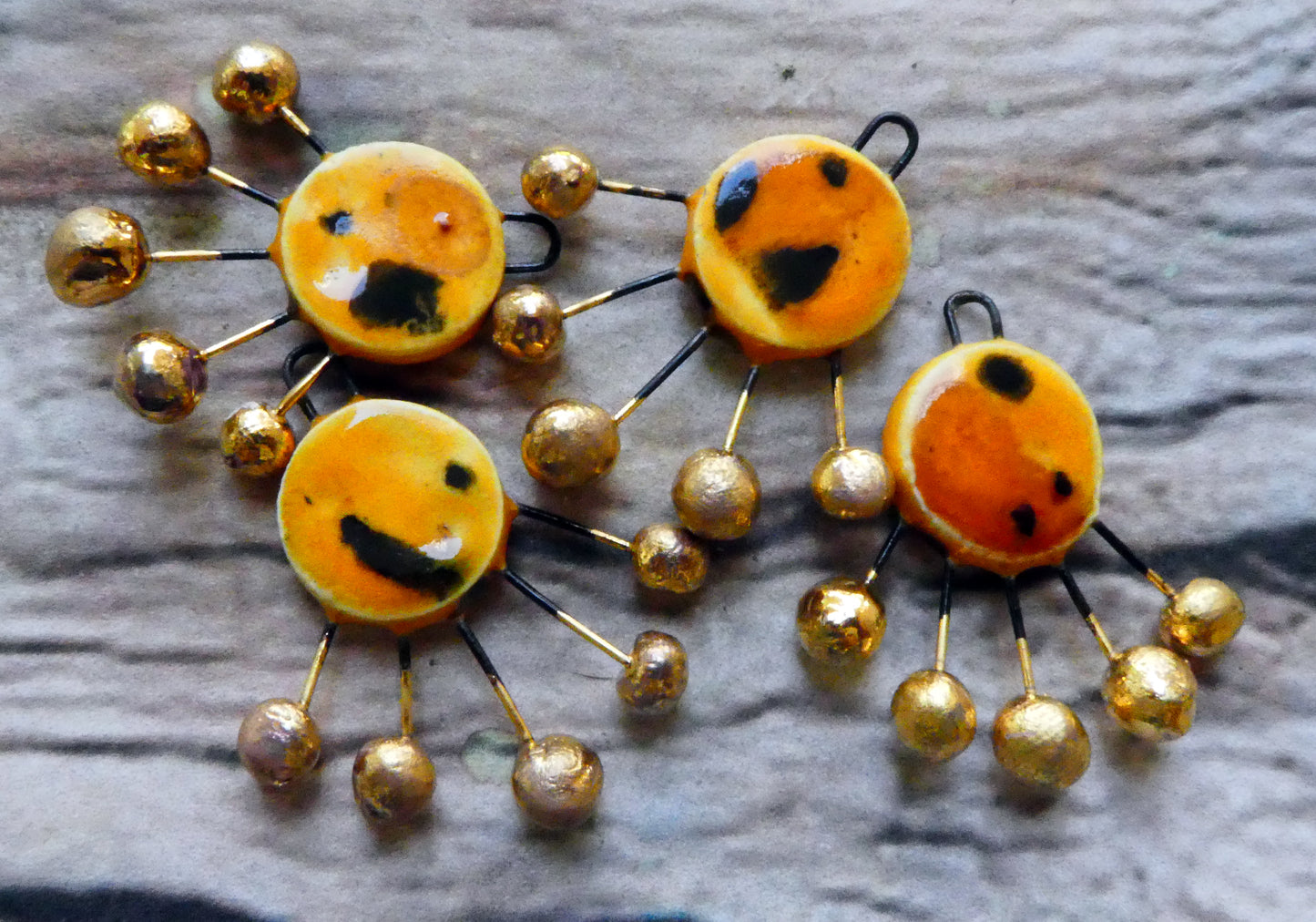 Ceramic Sun Ray Charms -Papaya