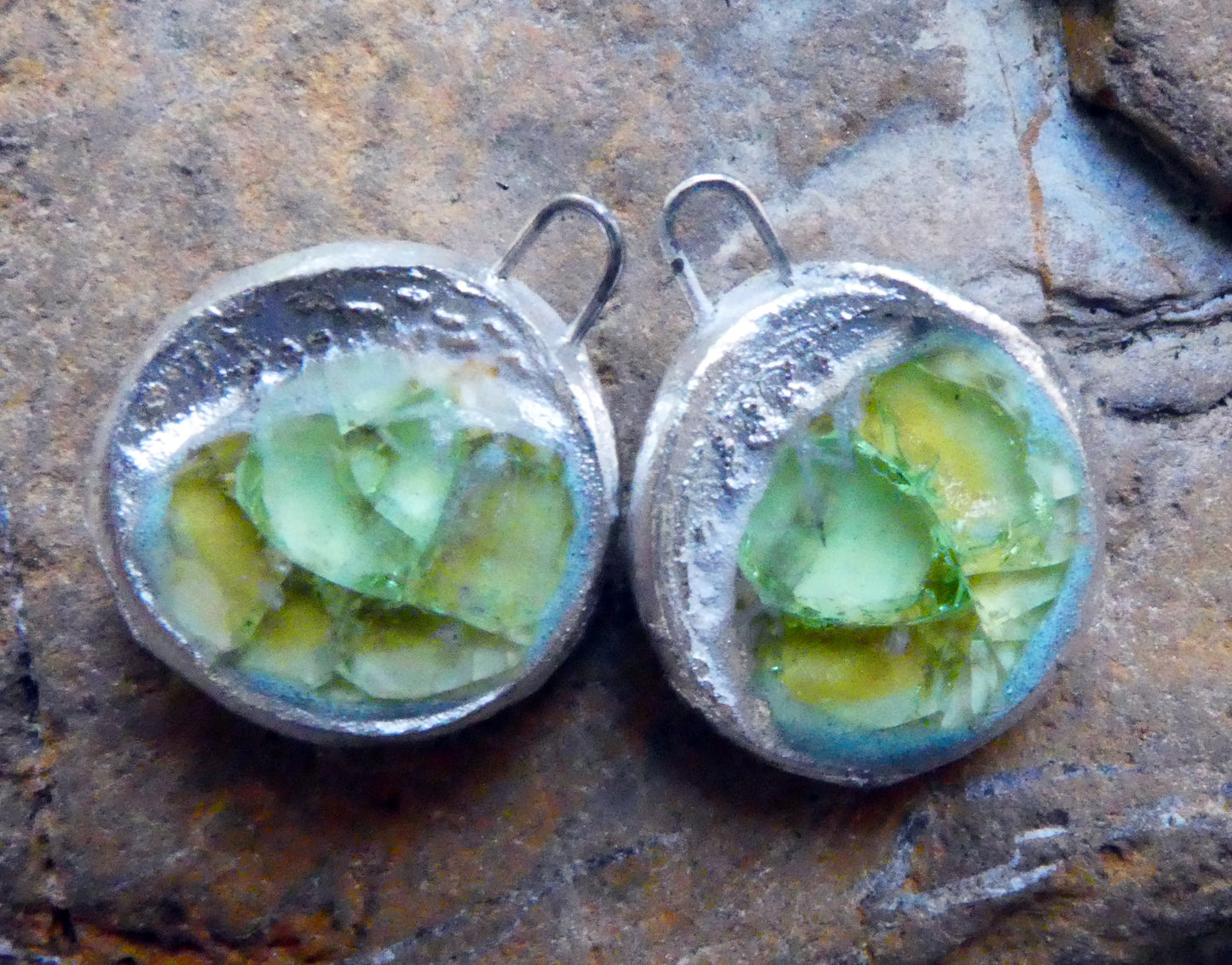 Ceramic and Silver Glassy Pool Charms - #3