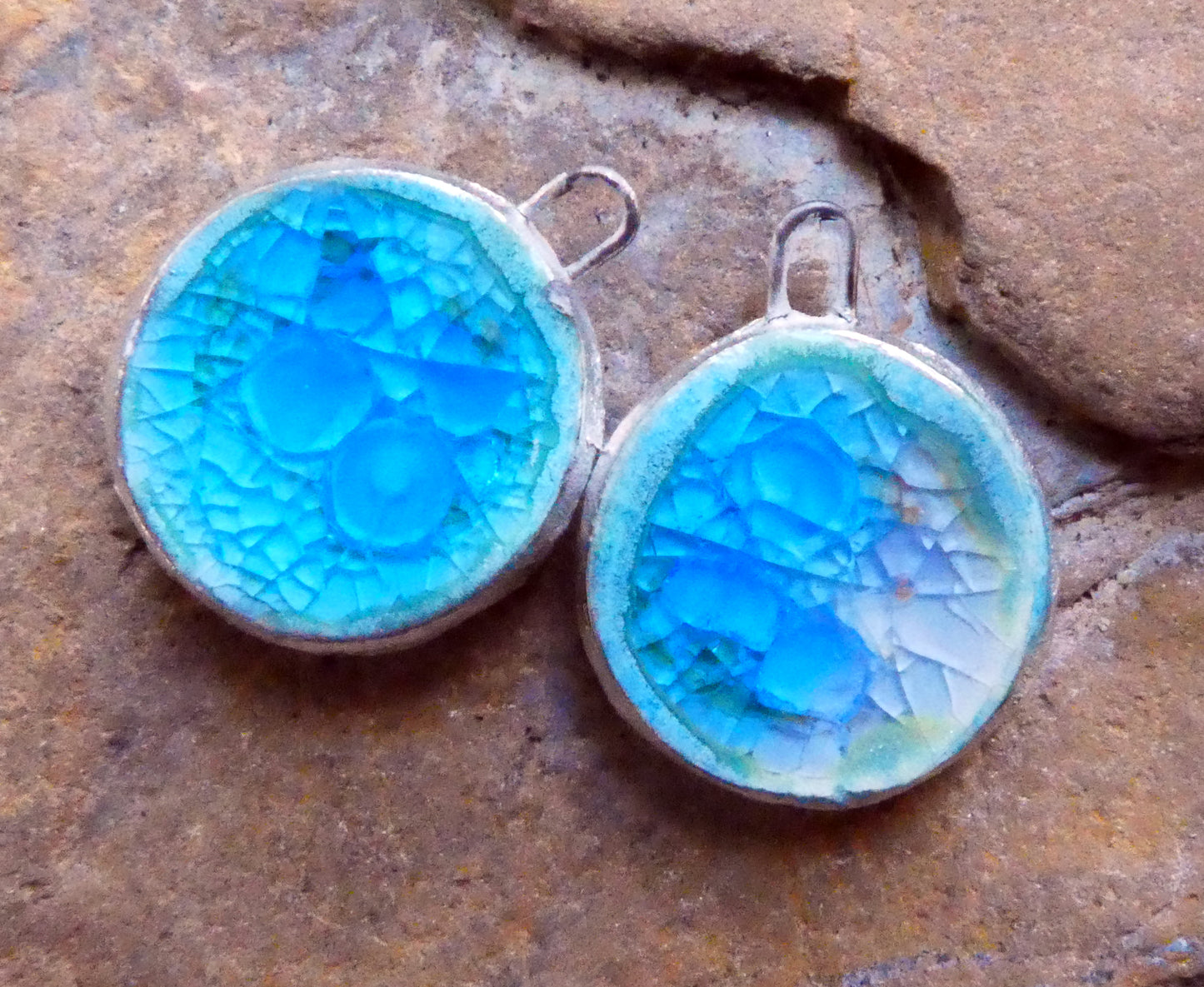 Ceramic and Silver Glassy Pool Charms - #4
