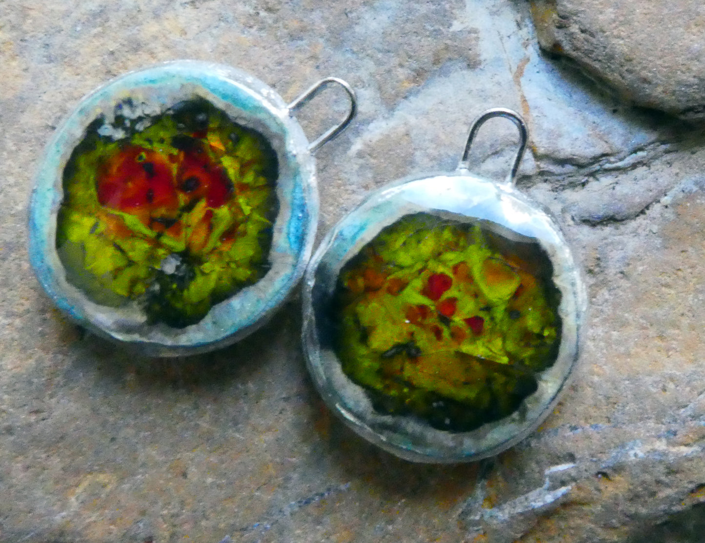 Ceramic and Silver Glassy Pool Charms - #5