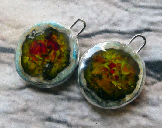 Ceramic and Silver Glassy Pool Charms - #5