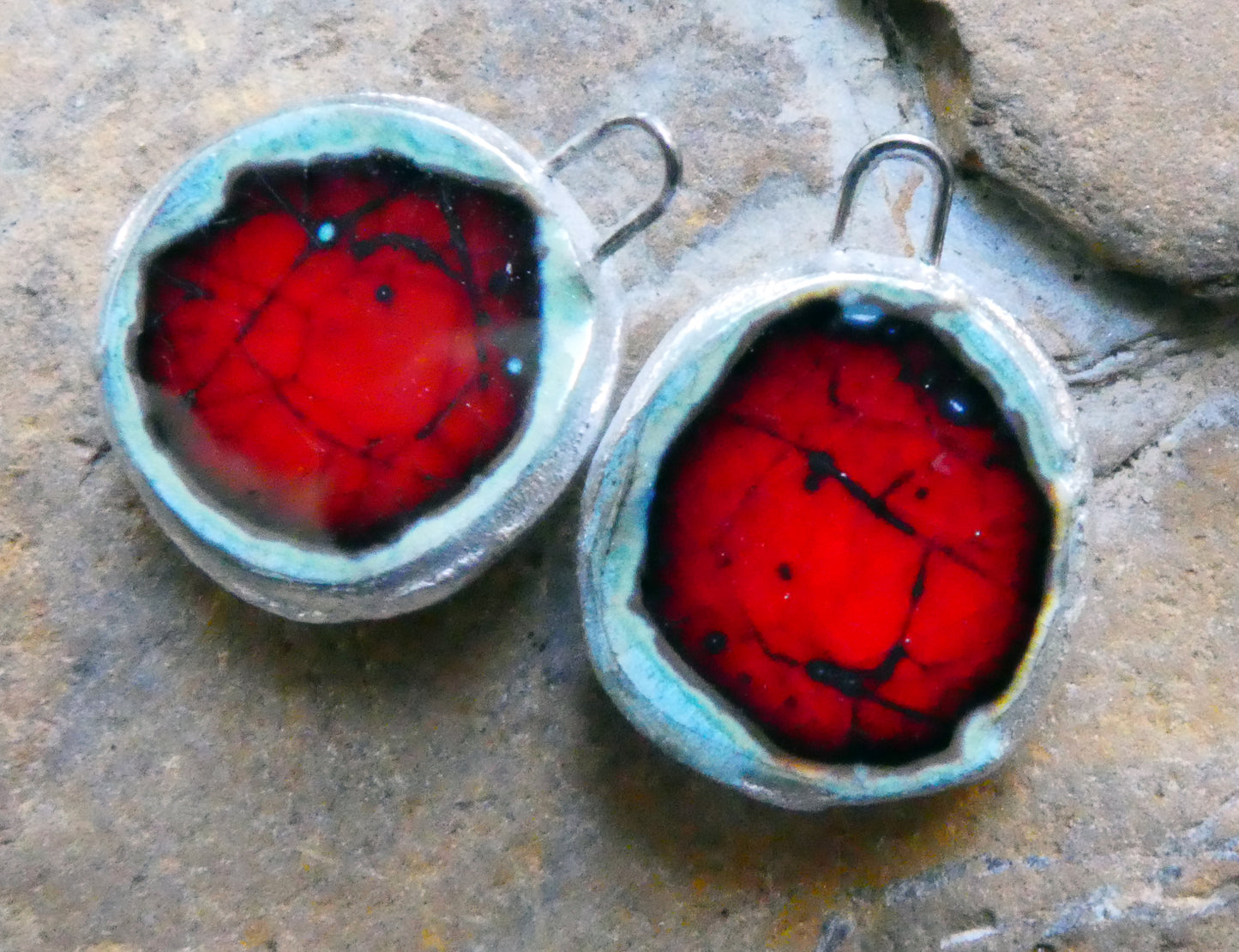 Ceramic and Silver Glassy Pool Charms - #7