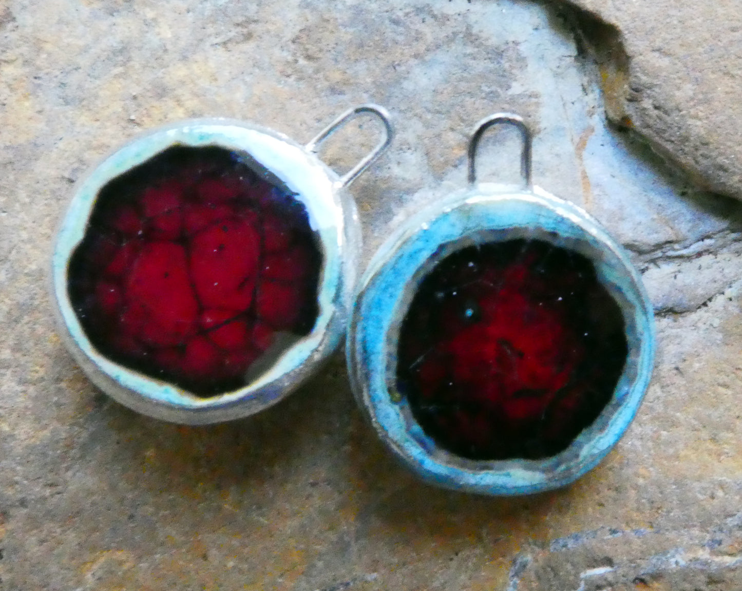 Ceramic and Silver Glassy Pool Charms - #8